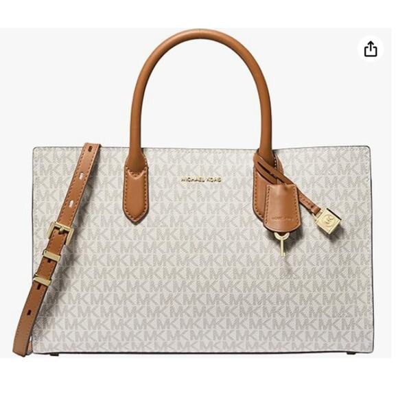 Michael Kors Scarlett Medium Satchel Gold-Tone Hardware/Vanilla/Acorn Handbag - Picture 1 of 4